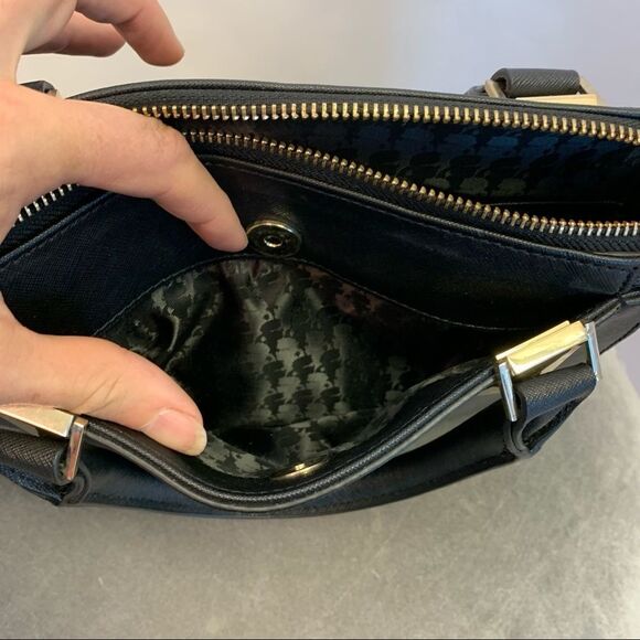 KARL Lagerfeld black leather gold hardware crossbody shoulder bag purse - Picture 4 of 11